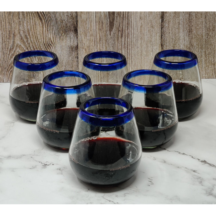 Brayden Studio® Hand Blown Mexican Stemless Wine Glasses Glasses With